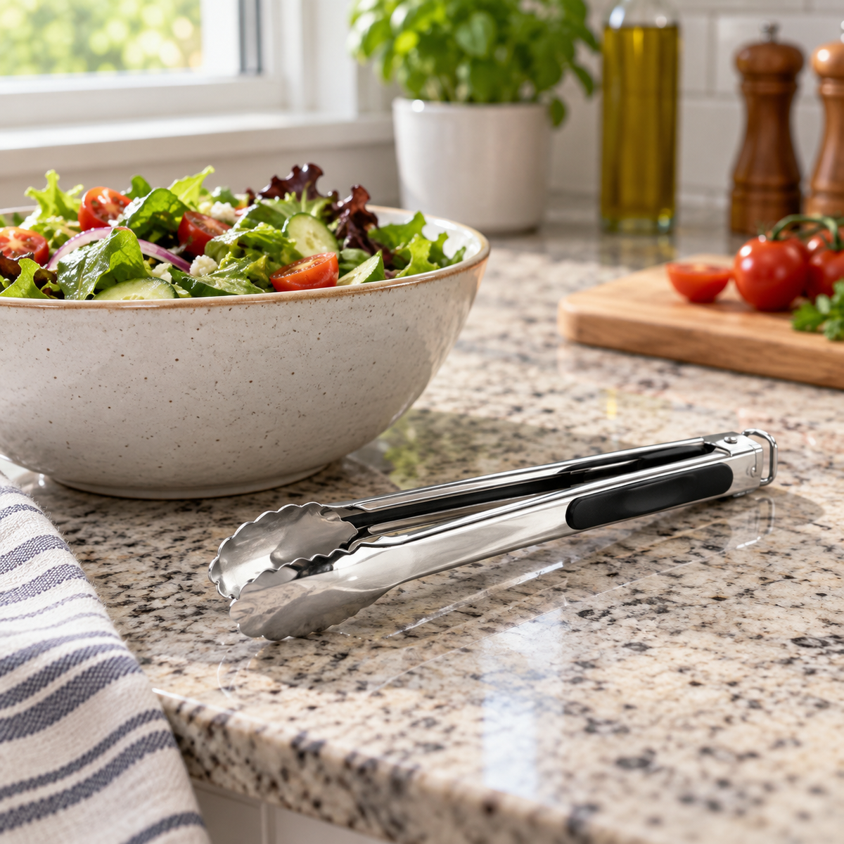 2 Piece Stainless Steel Kitchen Tongs Set