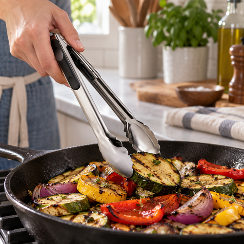 2 Piece Stainless Steel Kitchen Tongs Set