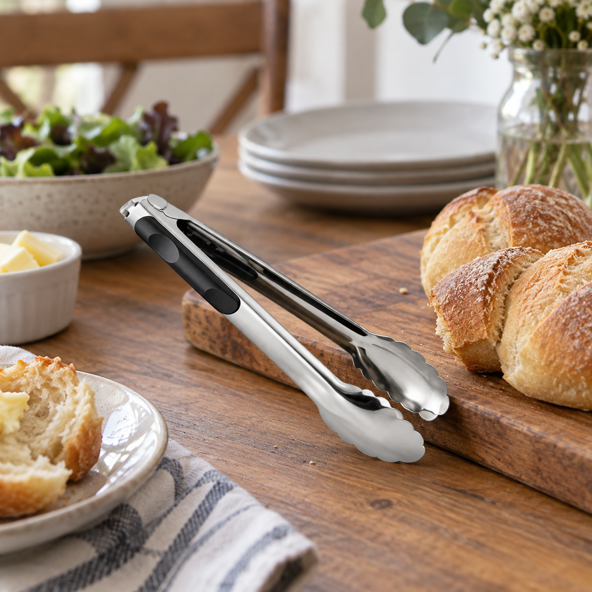 2 Piece Stainless Steel Kitchen Tongs Set