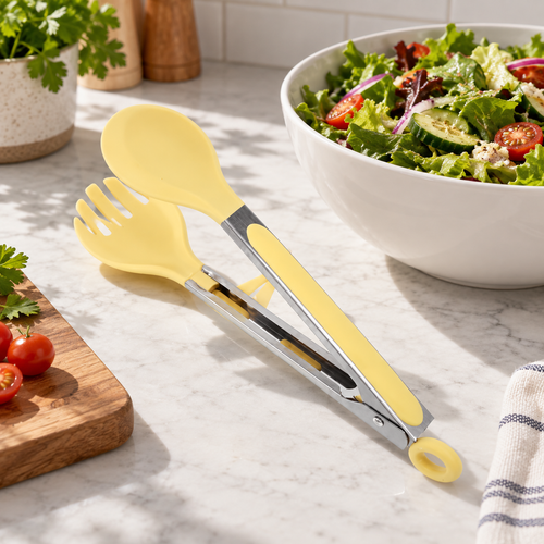 Silicone Food Tongs With Self-Locking Round Clip And Stand