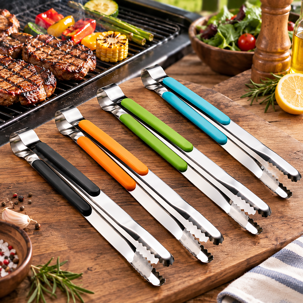 4Pcs Stainless Steel Kitchen Tongs For Cooking
